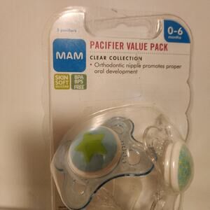 MAM NIP Clear Collection Orthodontic 3 Pack 0-6 months Pacifier